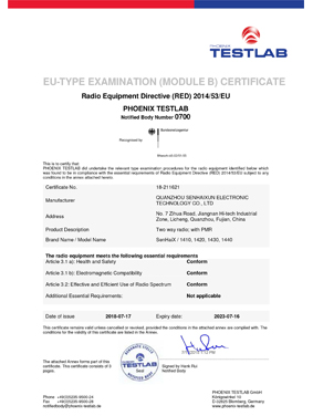 Certificado de examen de tipo UE (módulo b)